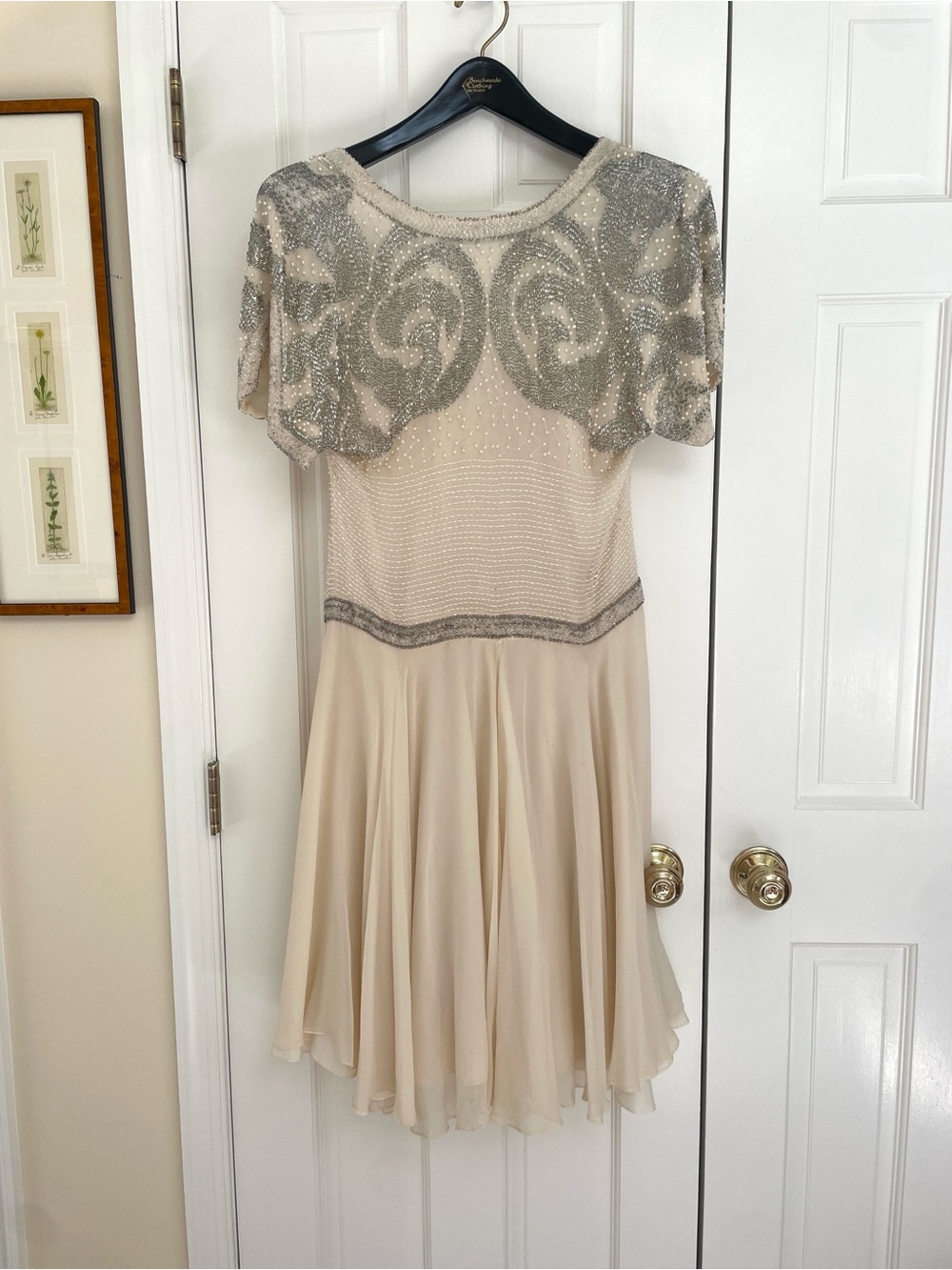 VINTAGE - OLEG CASSINI SILK BEADED DRESS - Picture 2 of 15